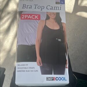 32 Degrees Black Bra Top Camisole - 2 Pack L NWT